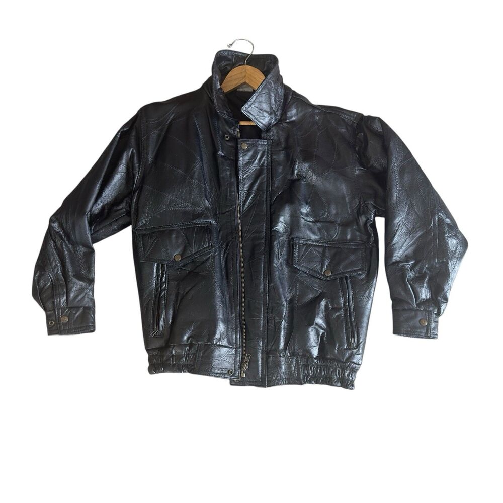 Vintage Flight Path A-2 Leather Bomber Jacket Small S Black Distressed Aviator